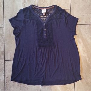 3/$12 knox rose lace boho short sleeve flowy peasant top